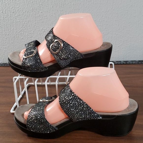 Dansko Sophie Black Shagreen Slide Double Strap Sandal 9841180200 41 | 10½-11 - Picture 2 of 7